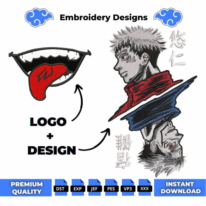 Jujutsu Kaisen and Logo Embroidery Design