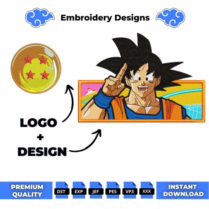 Goku and Logo Embroidery Design