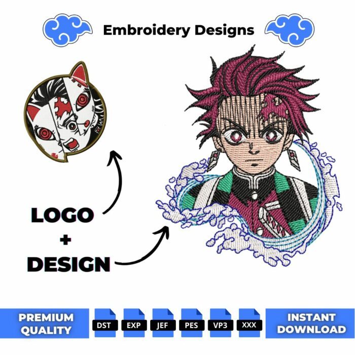 Tanjiro and Logo Embroidery Design