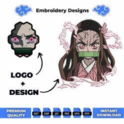 Nezuko and Logo Embroidery Design