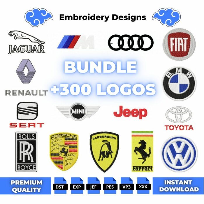 Luxury Car Logos Embroidery Design Bundle