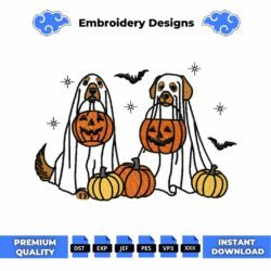 Dog Ghost Halloween Embroidery Design