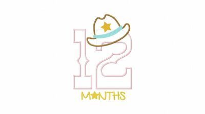 Example for 12 Months Cowboy Baby Number Embroidery File