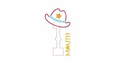 Example for 1 Month Cowboy Baby Number Embroidery File