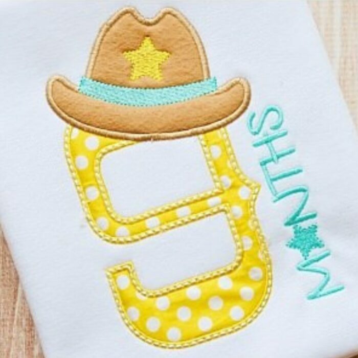 Preview Applique Cowboy Birth Baby Months Embroidery Designs